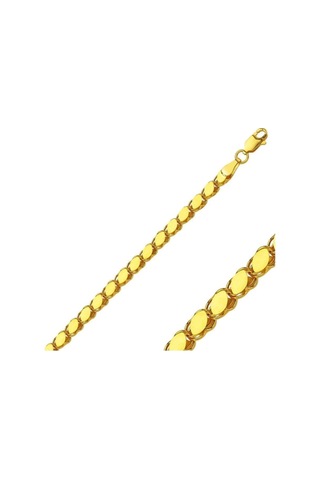 Modagümüşevi Altın Kaplama 4 Mm 925 Ayar Gümüş Pullu Zincir Kolye 59 Cm