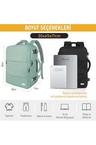 Haegs Laptop Sırt Çantası, Seyahat Çantası Hafif El Çantası Küçük Bavul Valiz, Uçak Onaylı Bagaj Çantası, Erkek Ve Bayan İçin, 15.6 İnç Notebook Dizüstü Bilgisayar Macbook Laptop Çantası, Yeşil