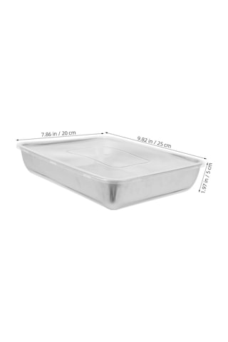 Çok Amaçlı Paslanmaz Çelik Fırın Ve Saklama Kabı 25x20x5 Cm Metalik