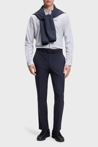 Boss Çizgili % 100 Pamuk Regular Fit Düğmeli Yaka Gömlek Erkek Gömlek 50565852 026 Gri