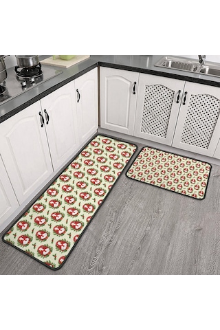 Noel Desenli 2'li Mutfak Matı, Anti-yorgunluk, Yastıklı Ve Kaymaz, Mutfak Ve Ofis İçin Noel Baba Noel Ördeği