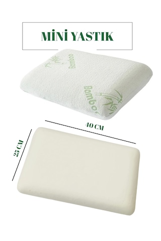 Simple The Pillow Ortopedik Mini Yastık Memory Foam Hafızalı Yastık Boyun Yastığı Seyahat Yastığı Bebek Araba Yastığı Bej - Beyaz