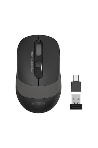 A4 Tech Fg10cs Aır2, Grey, Sılent, Fstyler, 2,4ghz Kablosuz, Usb-c Den Şarj Edilebilir, Optik Mouse, 10-15metre, 4 Buton, Nano Alıcı 001