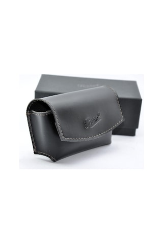 Black Leather Case Vıntage Siyah Deri Katlanır Gözlük Güneş Gözlüğü Saklama Kutusu Kılıf