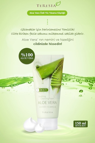 Yatıştırıcı Ve Nemlendirici %100 Saf Aloe Vera Içeren Temizleyici Köpük 150ml