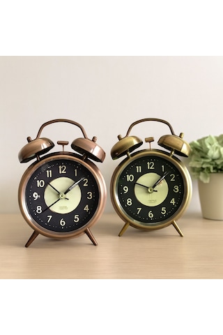 Yuvarlak Metal Çalar Saat 10 Cm - Pilli Işıklı Fosforlu Belirtilmemiş