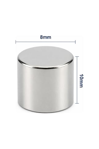 5 Adet - 8x10 Mm Neodyum Mıknatıs Neodim Magnet Yuvarlak