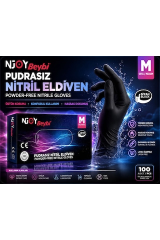 Pudrasız Eldiven I Nitril Eldiven I Hasta Bakım Eldiveni I Muayene Eldiveni I Lateksiz Eldiven 5 Adet