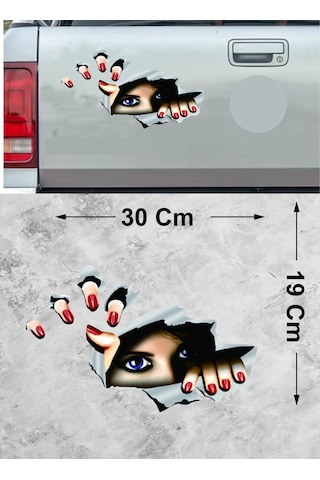 Bagajdan Bakan Esrarengiz Gözler Sticker- Araba Oto Motosiklet Karavan Sticker - 00295 30x19 Cm