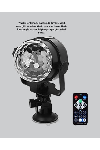 Bfs Müzik Ritmine Duyarlı Renkli Disko Topu 7 Modlu Işıklı Parti Lambası Çok Renkli