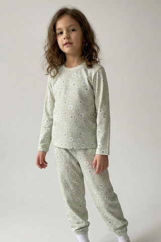 Breeze Kız Çocuk Pijama Takımı Çiçek Desenli 4-8 Yaş, Su Yeşili Su Yeşili