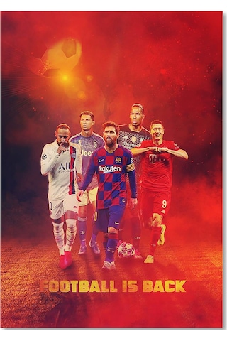 Cakasepetim Neymar Ronaldo Messi Levandowski Virgil Kırmızı Dumanlar Ahşap Mdf Tablo
