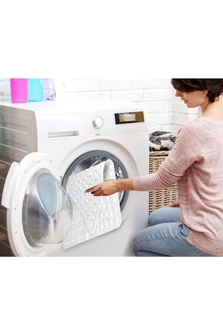 Mainshop Silikon Banyo Paspası Duş Kaydırmazı Vantuzlu Banyo Paspası 54x54 Cm M-163 Beyaz