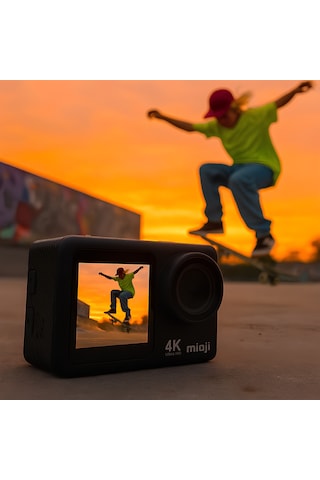 Mioji Action 12x 4k 60fps 20mp Çift Ekran Wifi 170 Aksiyon Kamerası Siyah