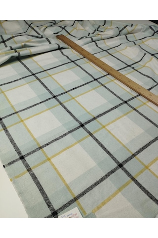 Beyaz Mint Sarı Renklerde Ekoseli Dokuma En: 140 Cm-10461 Çok Renkli