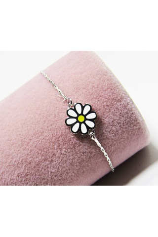 Lilahgümüştr Gümüş Mineli Papatya Kız Çocuk Bileklik
