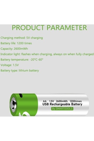 Maoyaya Hallow E15493-4 C Tipi Pil Bağlantı Noktası Şarj Edilebilir Aa Pil 4 Adet,