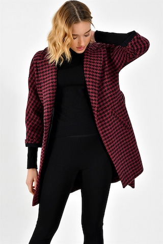 Z6623 Dewberry Bayan Palto-bordo-siyah