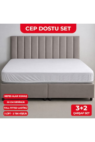 5 Adet Pamuklu Ranforce Lastikli Çarşaf - Cep Dostu Paket Çok Renkli