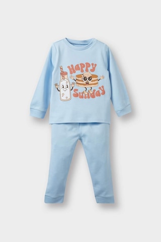 Defacto Erkek Bebek Pijama Takımı Baskılı Uzun Kollu Üst Uzun Alt F0547a525aube415 Mavi
