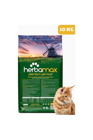 Herbamax Tavuklu ve Pirinçli Yetişkin Kedi Maması 10 KG