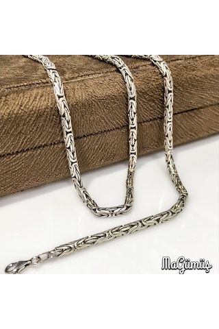 Kral Zincir 5 Mm 52 Gr Gümüş Erkek Zinciri Kolye (228668665)