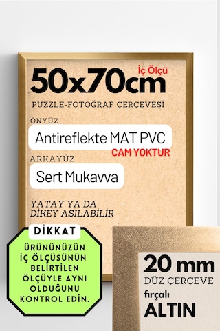 Fırçalı Altın-20mm-50x70 Cm Mat Pvc Li Camsız Fotoğraf 1000 Parça Puzzle Belge Çerçeve Yatay Dikey Asılabilme 82890826