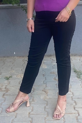 Kadın Siyah Boru Paça Pantolon Siyah
