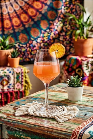 Lav Lal Cam Goblet 6'lı 400 ml Ayaklı (Şarap Kadehi , Kokteyl Bardağı)