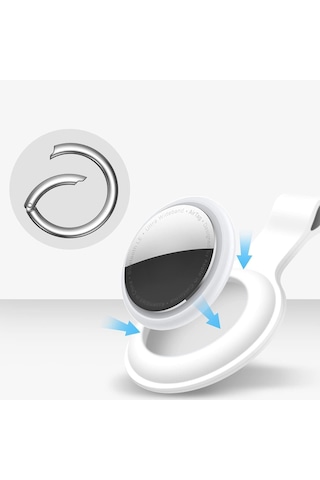Apple Uyumlu AirTag Silikon Koruyucu Anahtarlık Arkası Kapalı Düşmez Yıkanabilir