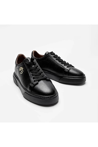Twingold Kişiselleştirilebilir Kalın Ortopedik Tabanlı %100 Deri Sneaker Spor Ayakkabı - Siyah Çok Renkli