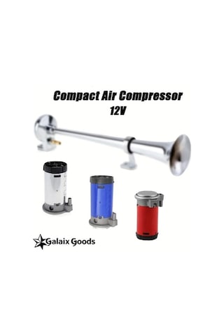Pazly Wangxi 12v Kompakt Hava Kompresörü, Araba, Kamyon, Tekne Çanları İçin Dayanıklı Krom Kaplı Çinko Alaşımlı, Süper Sesli, 36v
