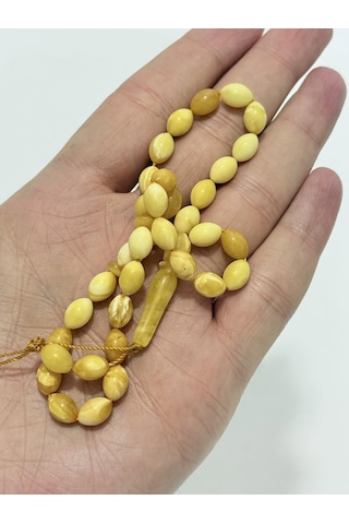 Doğal Kaya Damla Kraliçe Kehribar Tesbih 33lük 7,80 Gram K014