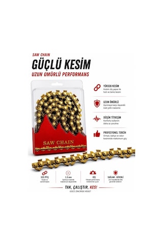 Algaride Rapc Motorlu Testere Zinciri 3/25 34 Diş Gold Zincir Kesik Kutulu Yedek Zincir