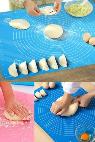 2'Li Set Silikon Ölçekli Hamur Açma Matı + Hamur Kesme Aparatı