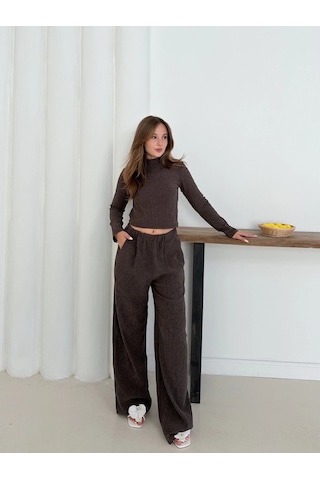 Balıkçı Yaka Örme Takım Kahve St265865 Kahve