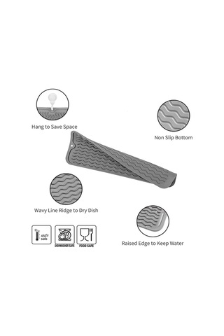 Çok Amaçlı Bulaşık Kurutma Matı, Mutfak İçin Silikon Mat Gri-b Grey
