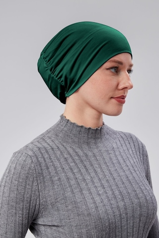 Kadın Tesettür Hazır Pratik Geçmeli Bone Lastikli Kaymaz Yeşil Zümrüt Yeşili