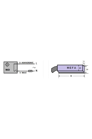 Mefa Mm-b38l-ya ,kübik/20mm Ac/dc-no Led 2-kablo Piston Sensör