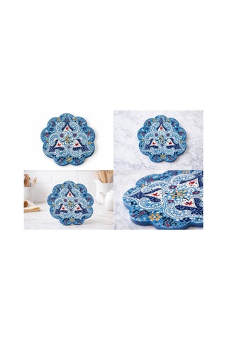 El İşçiliği Osmanlı Desenli Seramik Nihale,18 Cm,ısıya Dayanıklı,kaymaz Tabanlı,dekoratif Altlık Diğer