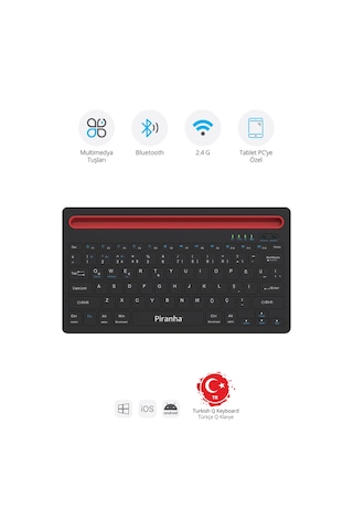 Piranha 2376 Kablosuz Bluetooth + 2.4ghz Türkçe Q Klavye