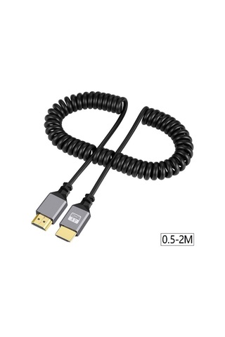 Hdmi Spiral Yaylı Uzayabilen Fullhd 4k 60hz Uhd Kablo 0.5-2 Metr