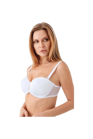 New Bra Newbra Lingerie 347057 Kadın Dolgusuz Straplez Basic Desteksiz C Cup Sutyen Beyaz