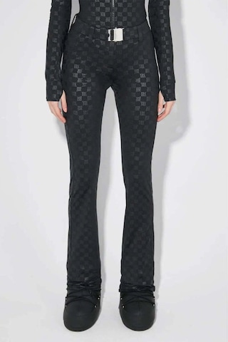 Misbhv Esnek Lycra Monogram Kayak Pantolonu - Flare Paça Ve Metal Logo Detayı Siyah