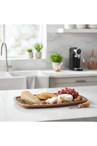 Akasya Ağacı Kayık Sunum Tepsisi 33x20 Cm Ahşap Servis Ve Kahve Tepsisi Peynir, Şarküteri Ve Dekoratif Banyo