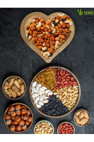 Bambu Ahşap Çerezlik Lokumluk Sunumluk 3 Parça Dekoratif Tabak