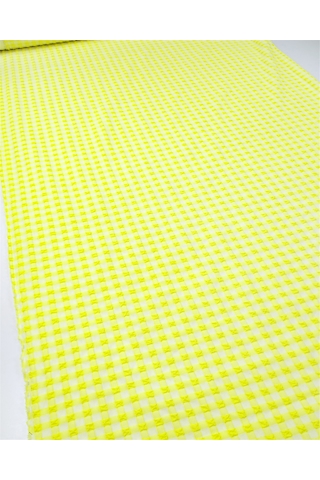 Beyaz Ve Neon Sarı Renklerde Gövdeli Dolgun Esnek Jarse Kumaş Elbiselik & Bluzluk 140x225cm-12626 Beyaz,sarı