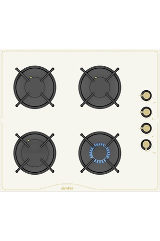 Simfer T3326-NG 4G 60 CM Ankastre Retro Cam Ocak