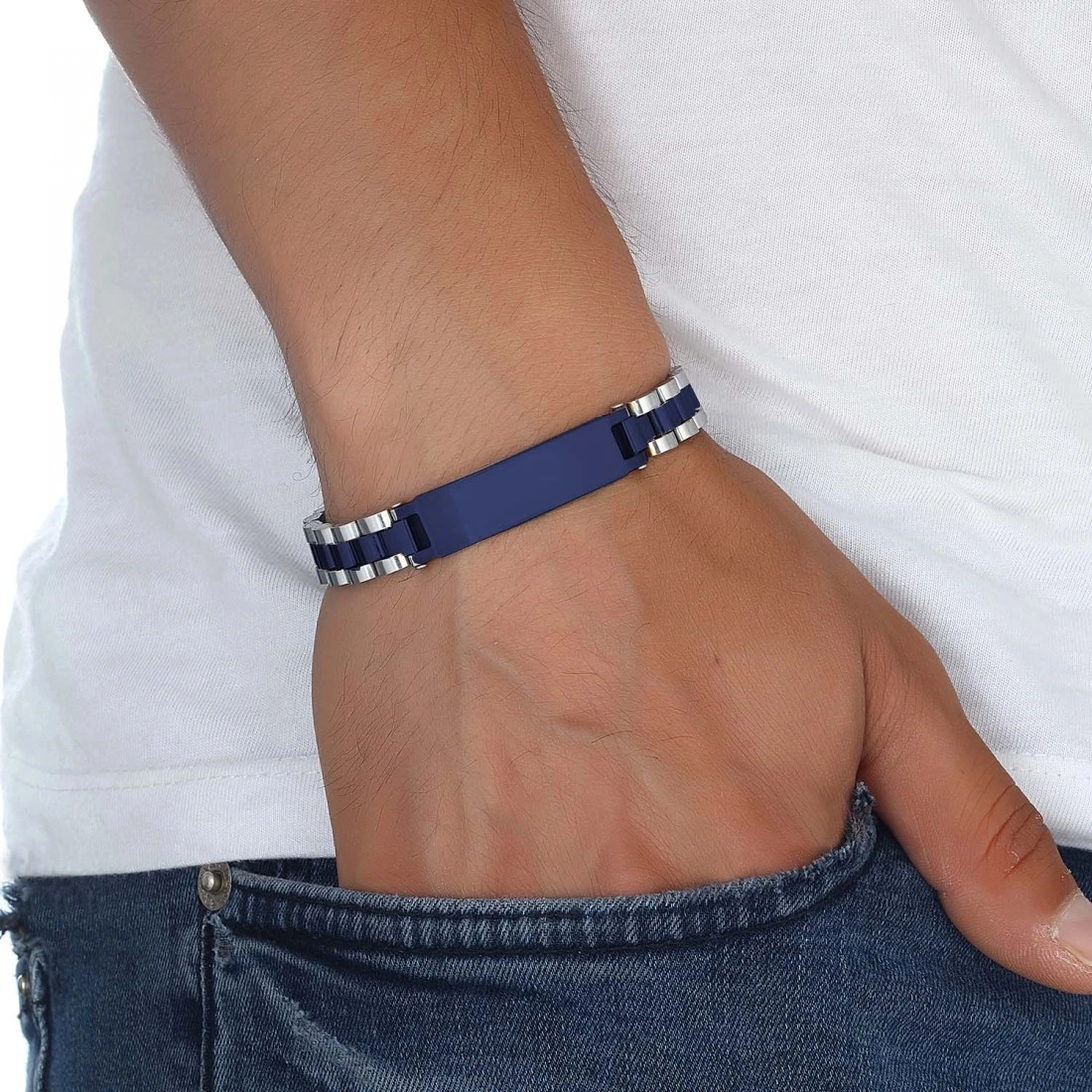 Moncuk Design Parlement Mavi İsim Yazılabilir Ful Çelik Bileklik 33511g2d3m Mavi