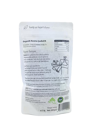 Organik Sade Kesme Çorbalık +6ay 200gr